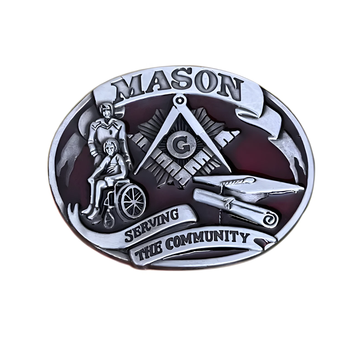 Gürtelschnalle „MASON - Serving the Community“ für Gürtel bis 4 cm Breite