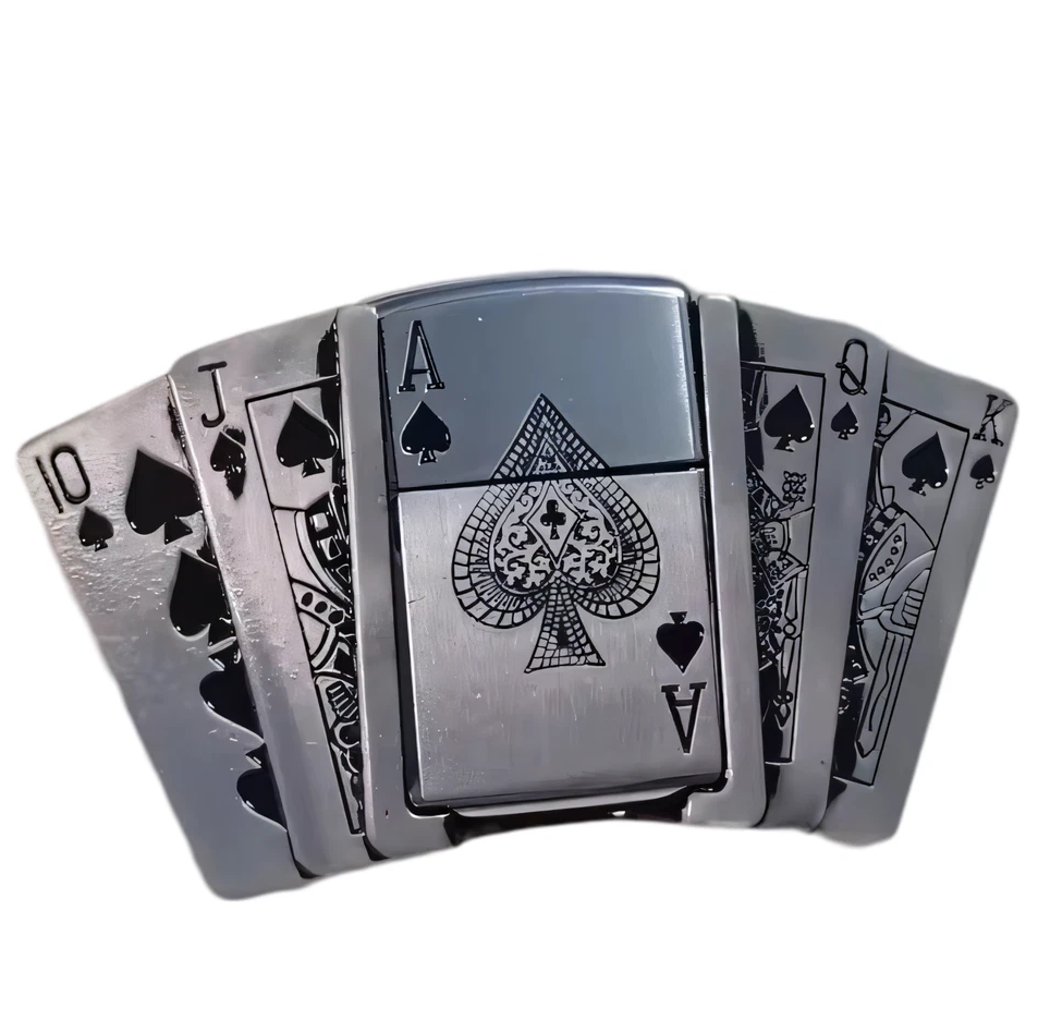 Gürtelschnalle Poker mit Feuerzeug Set für Gürtel bis 4 cm Breite