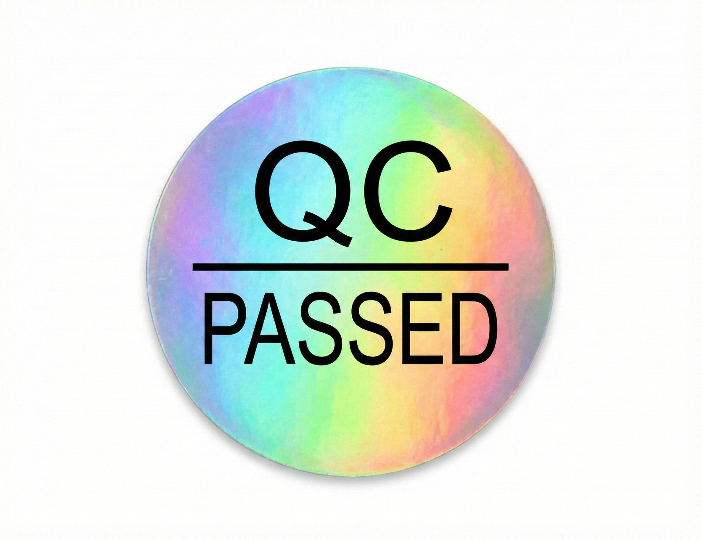 Silberner QC passed Qualitätskontrolle Aufkleber (Folie mit Hologrammeffekt)