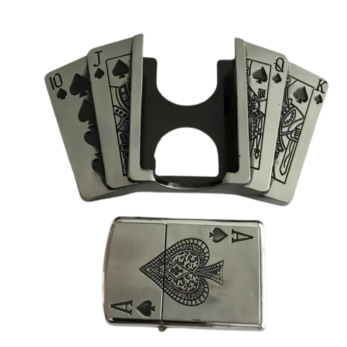 Gürtelschnalle Poker mit Feuerzeug Set für Gürtel bis 4 cm Breite