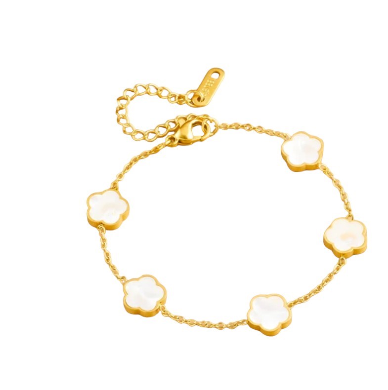 Schönes Armband Blume Schmuck Gold plattiert (vergoldet) Weiß