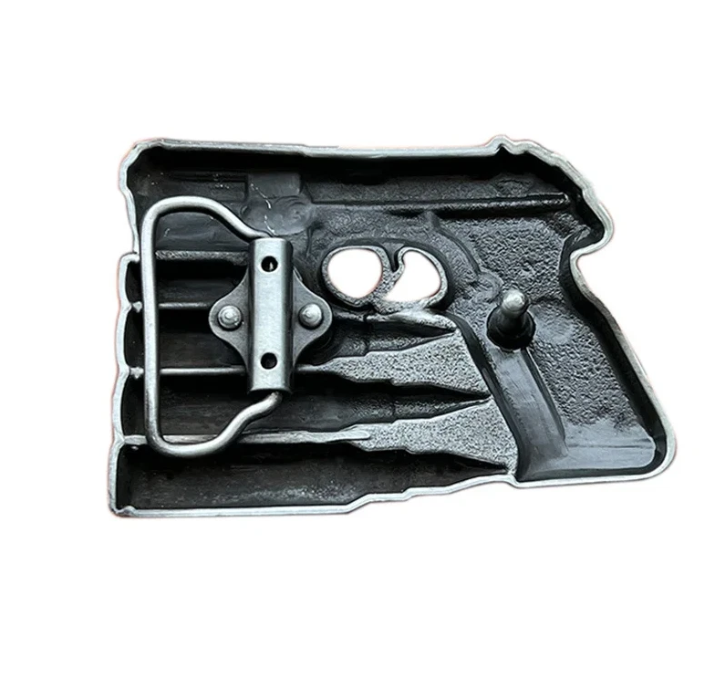 Gürtelschnalle Pistole mit Patronen-Motiv für Gürtel bis 4 cm Breite