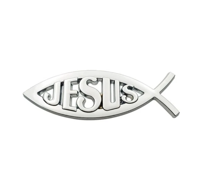 3D Metall Emblem „Jesus-Fisch“ – Auto Aufkleber Logo Tuning