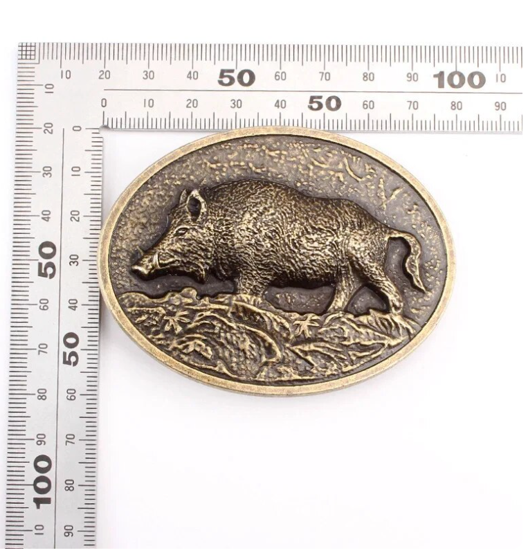 Gürtelschnalle Buckle Jagd für Gürtel bis 4 cm Metall Wildschwein Jäger Keiler