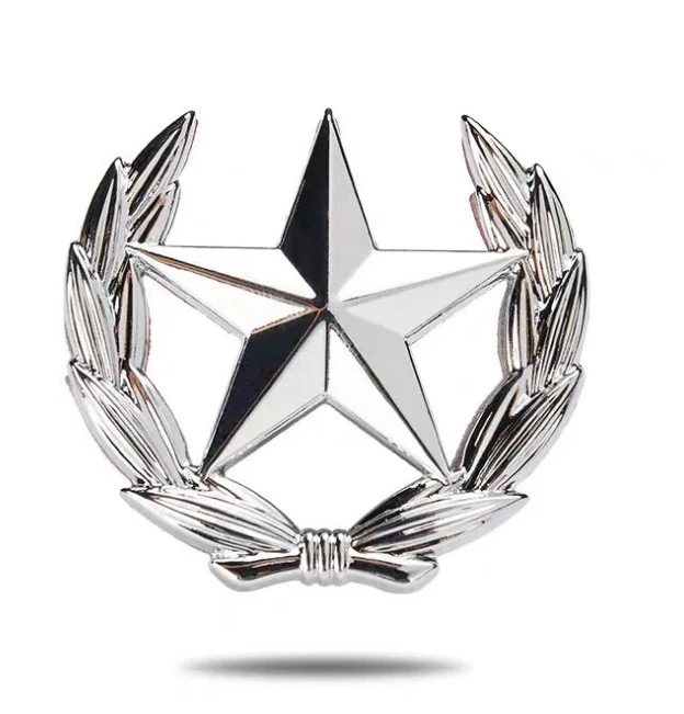 3D Metall Emblem „Silver Star & Laurel“ – Auto Aufkleber Logo Tuning