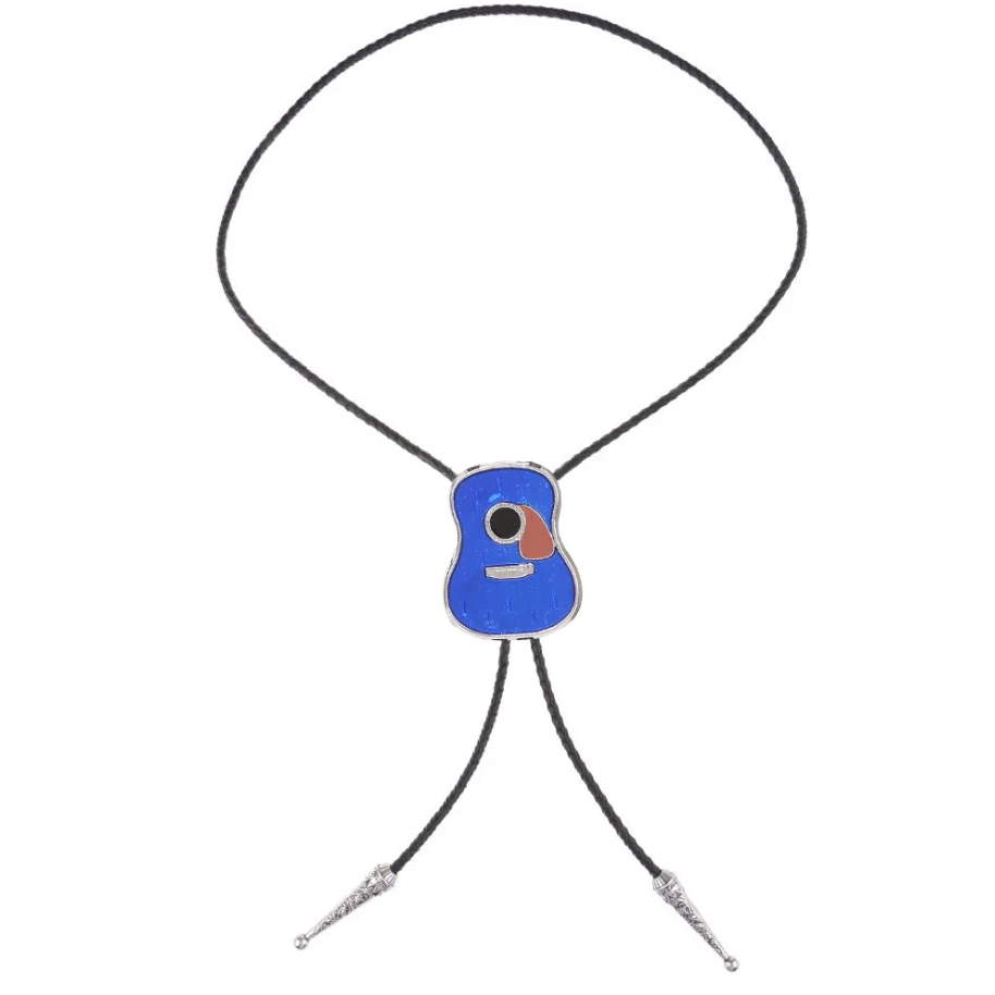 Western Bolo Tie „Blue Guitar“ – Krawatte Texas Rodeo Indianer Style