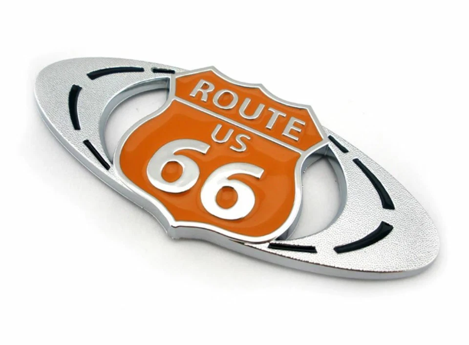 3D Metall Emblem „Route 66“ – Auto Aufkleber Logo Tuning