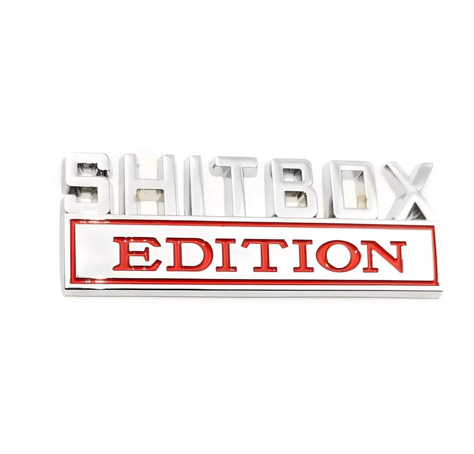 3D Metall-Emblem „Shitbox Edition“ – Auto Aufkleber Logo Tuning