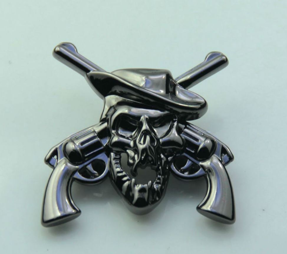 Revolver Colt Skull 38 mm Western Concho  zum Schrauben