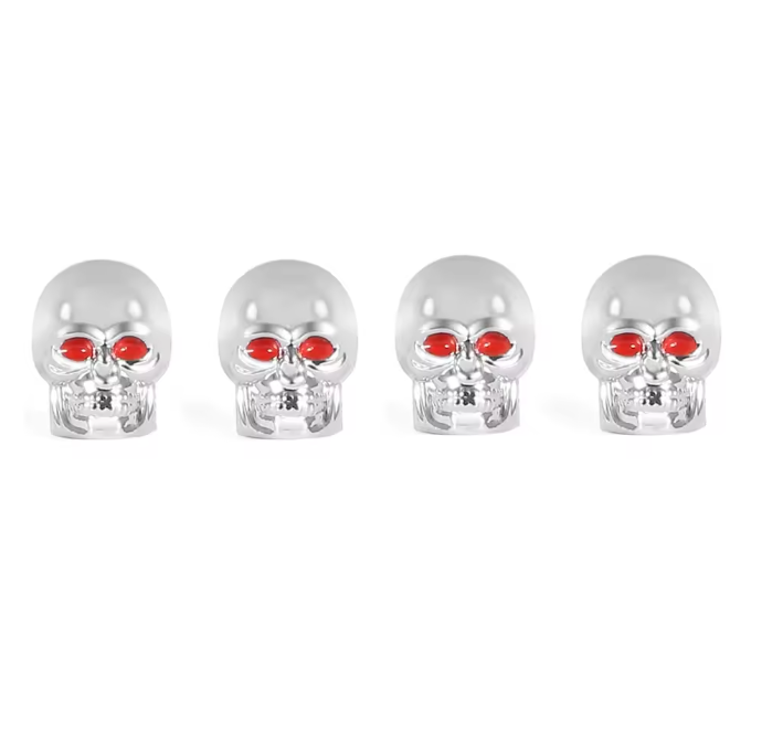4x Ventilkappen „Red Eye Skull“ – für Auto, Fahrrad & Motorrad
