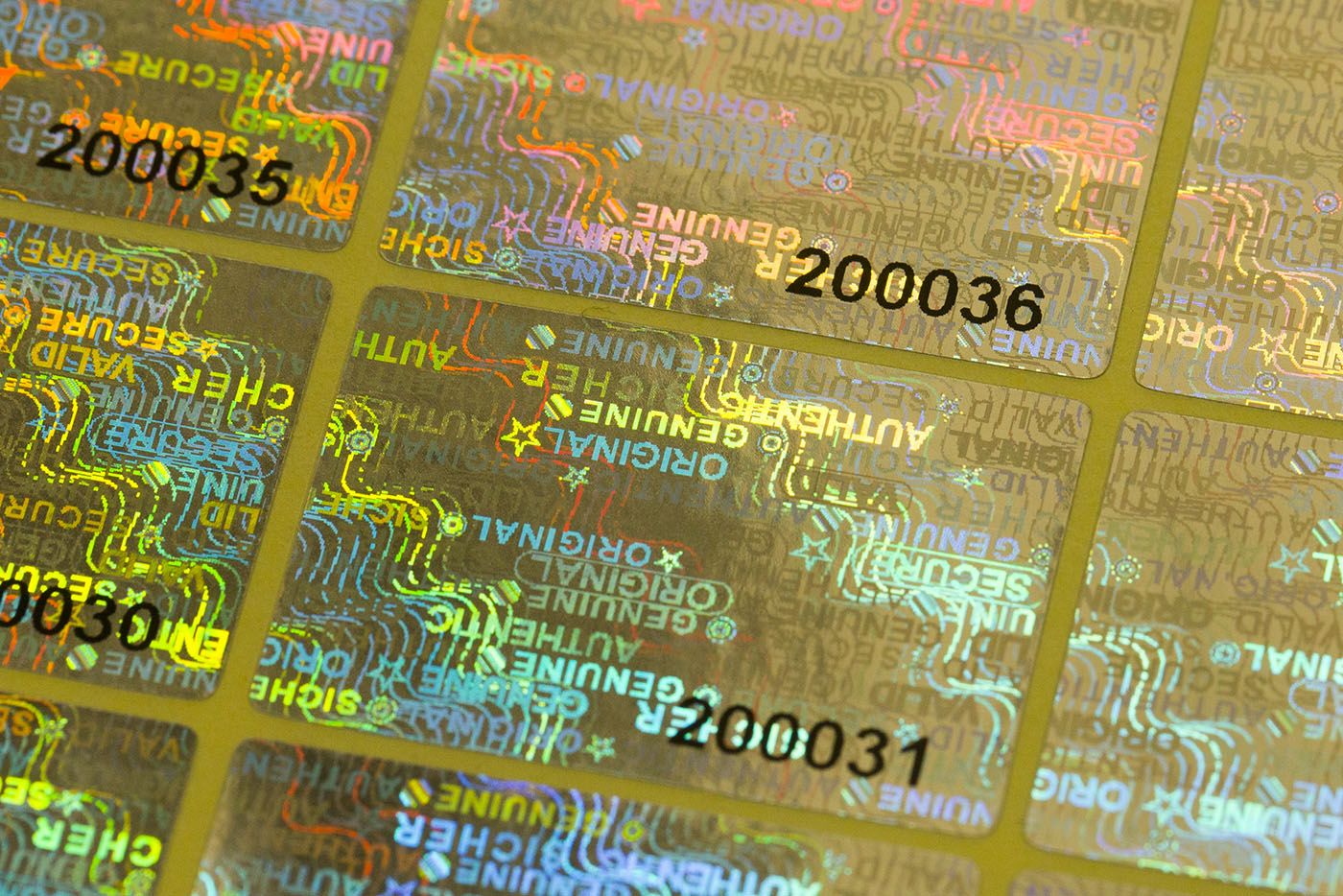 1300x Hologramm Sicherheitsaufkleber - Manipulationssicher Mit Seriennummer